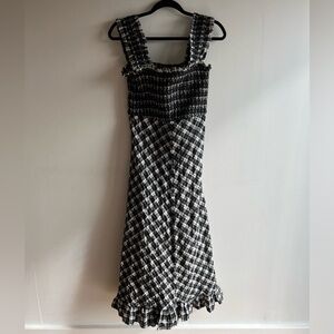 Ganni Seersucker Gingham Maxi Dress